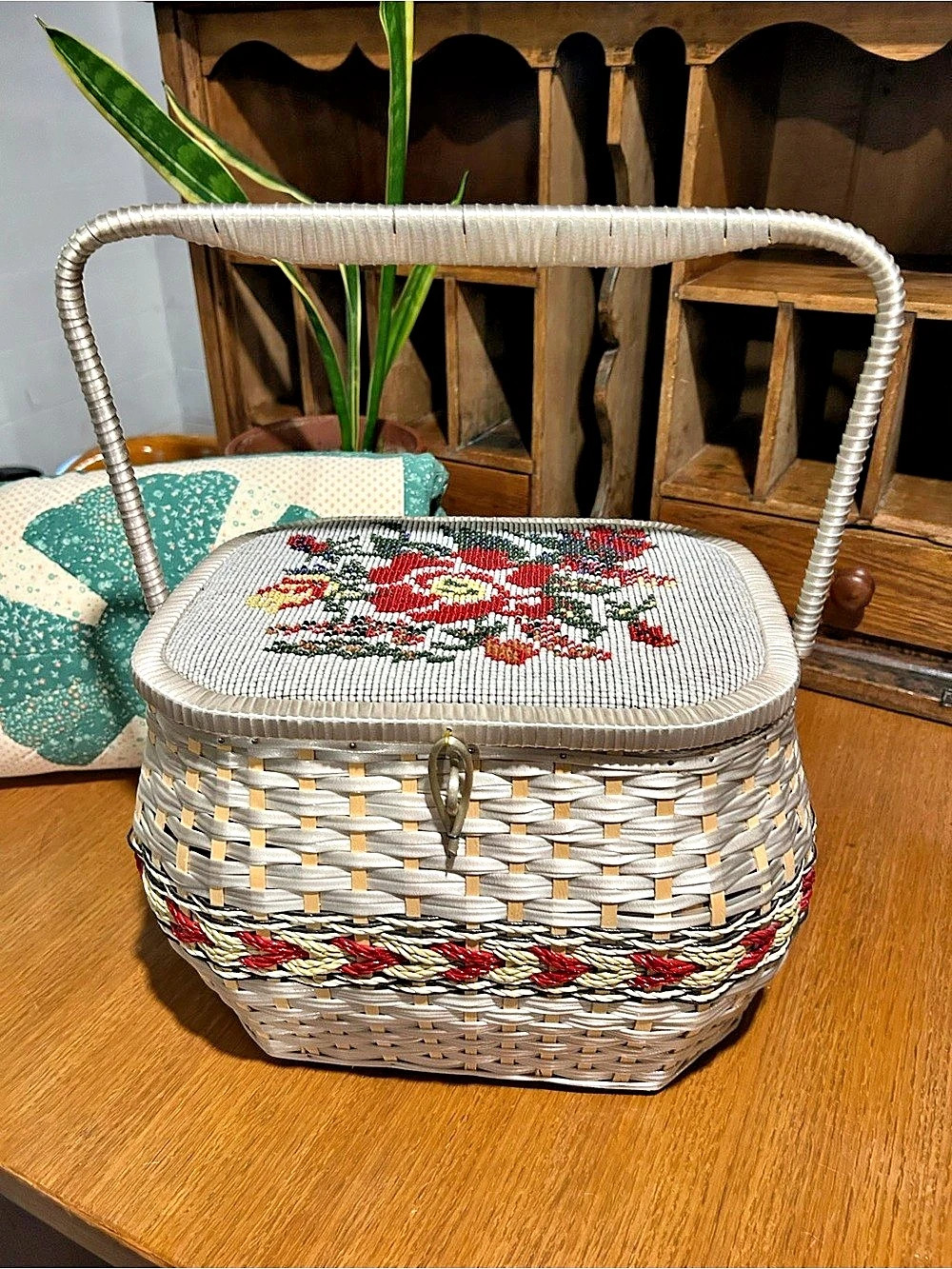 Vintage Eaton's Woven Sewing Basket, Larger Size